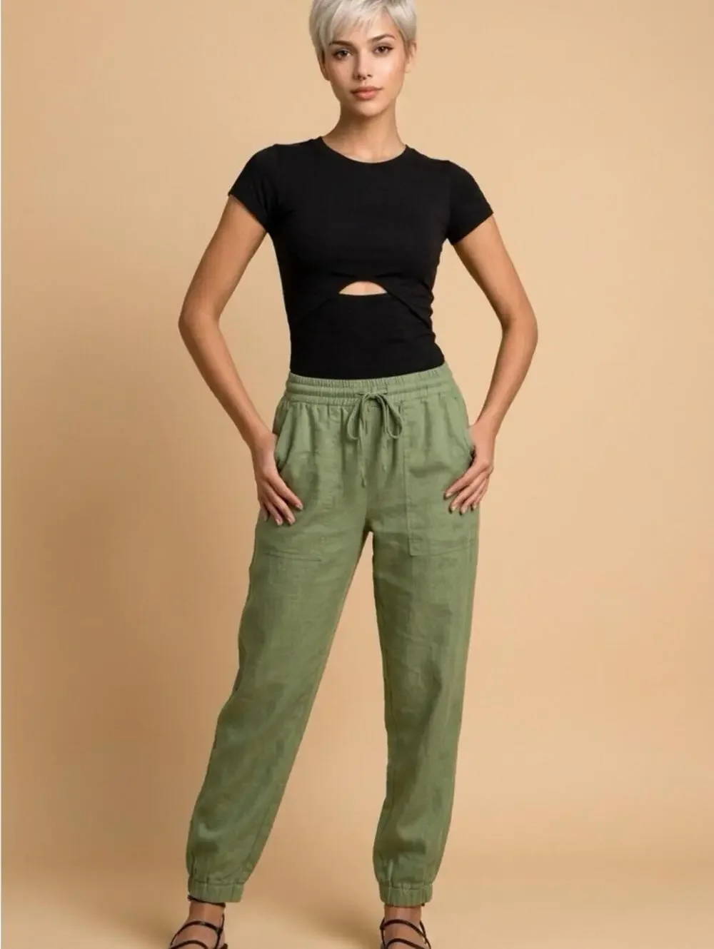 ZARA Lyocell-Linen Blend Pants (S)